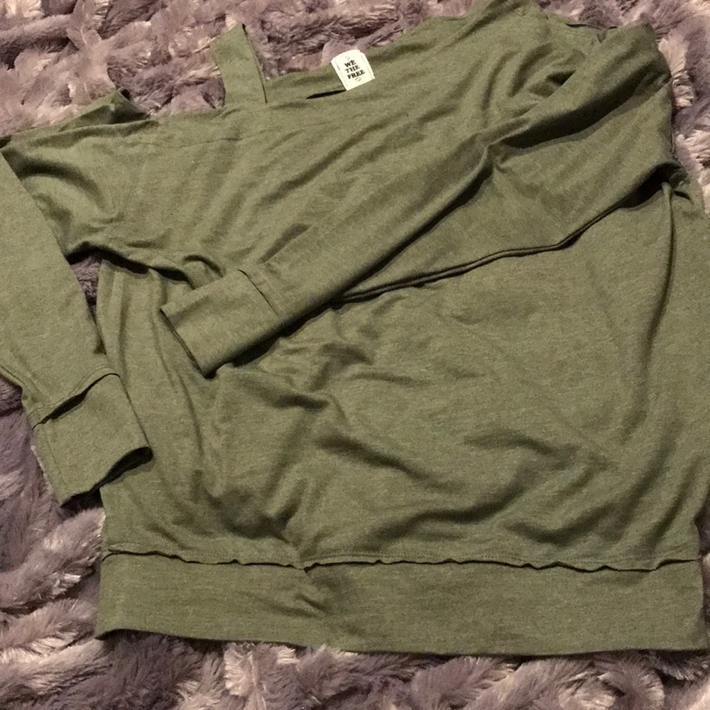 Olive Green Free People off the shoulder top